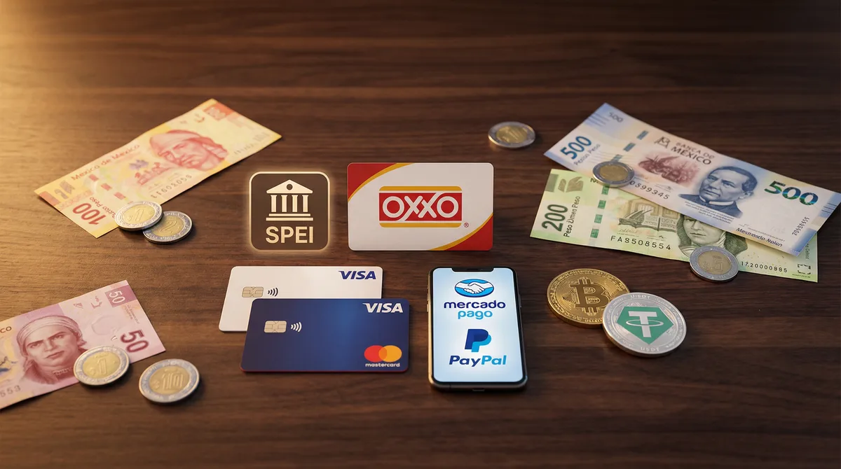Métodos de pago aceptados en CampeonBet App México - OXXO, SPEI, Visa, Mastercard, Bitcoin